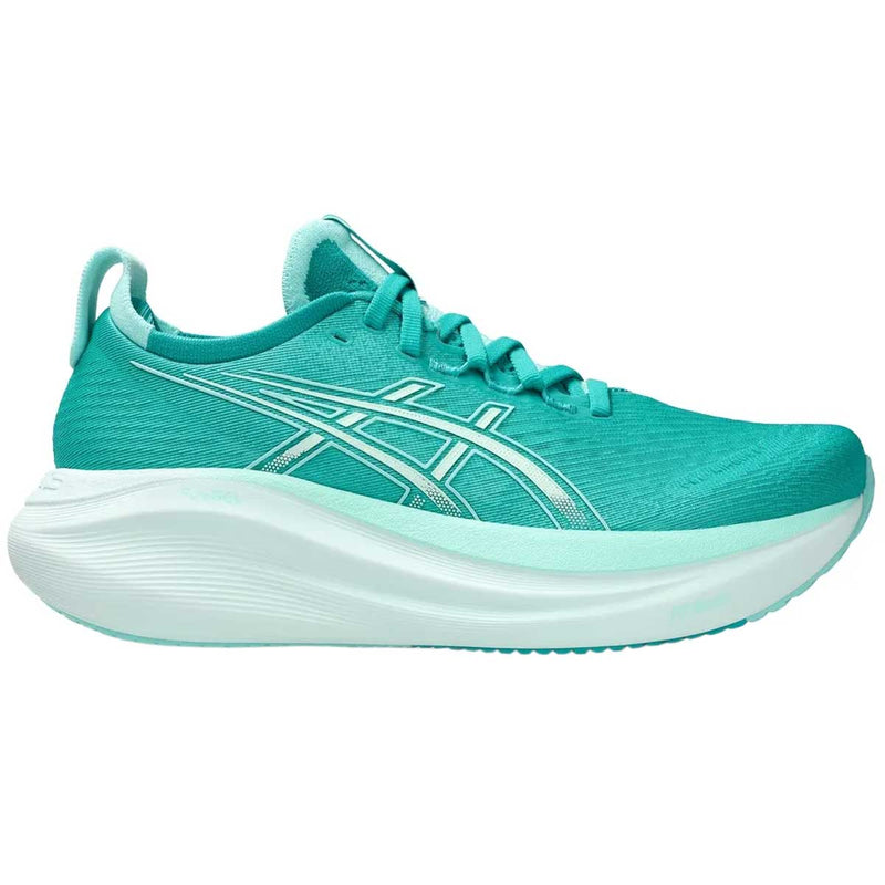 Tenis Asics GEL NIMBUS 27 Aqua Blanco Mujer