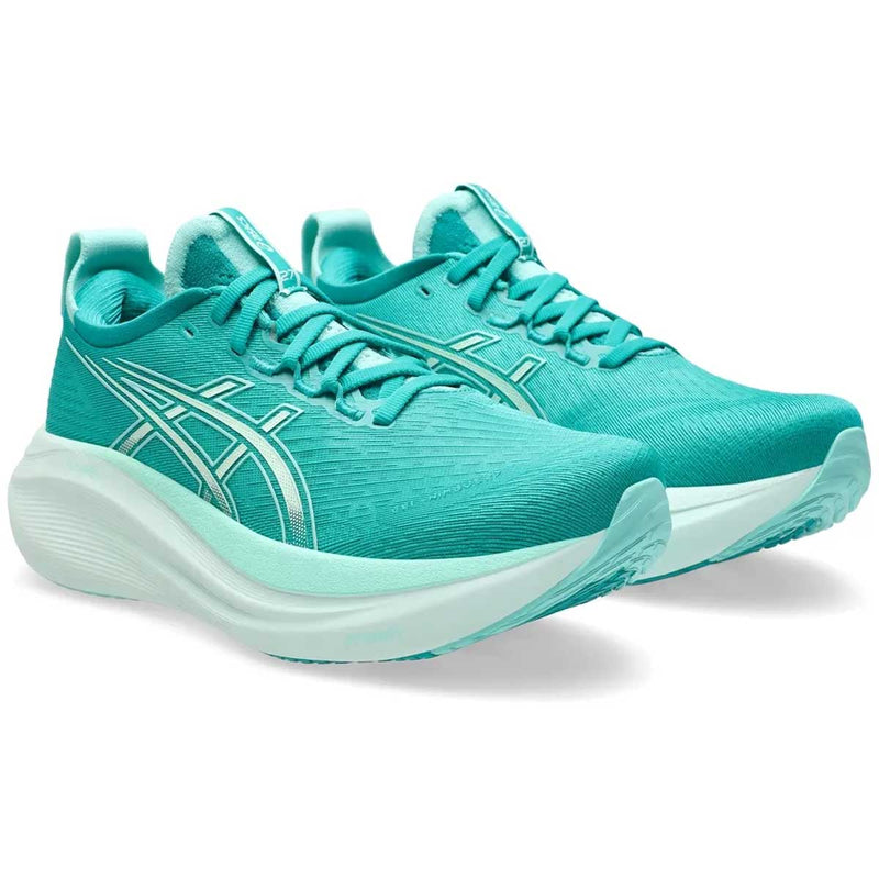 Tenis Asics GEL NIMBUS 27 Aqua Blanco Mujer