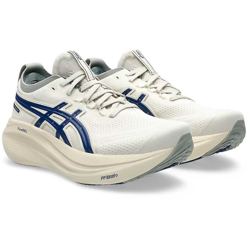 Tenis Asics Running GEL NIMBUS 27 Beige Azul Mujer