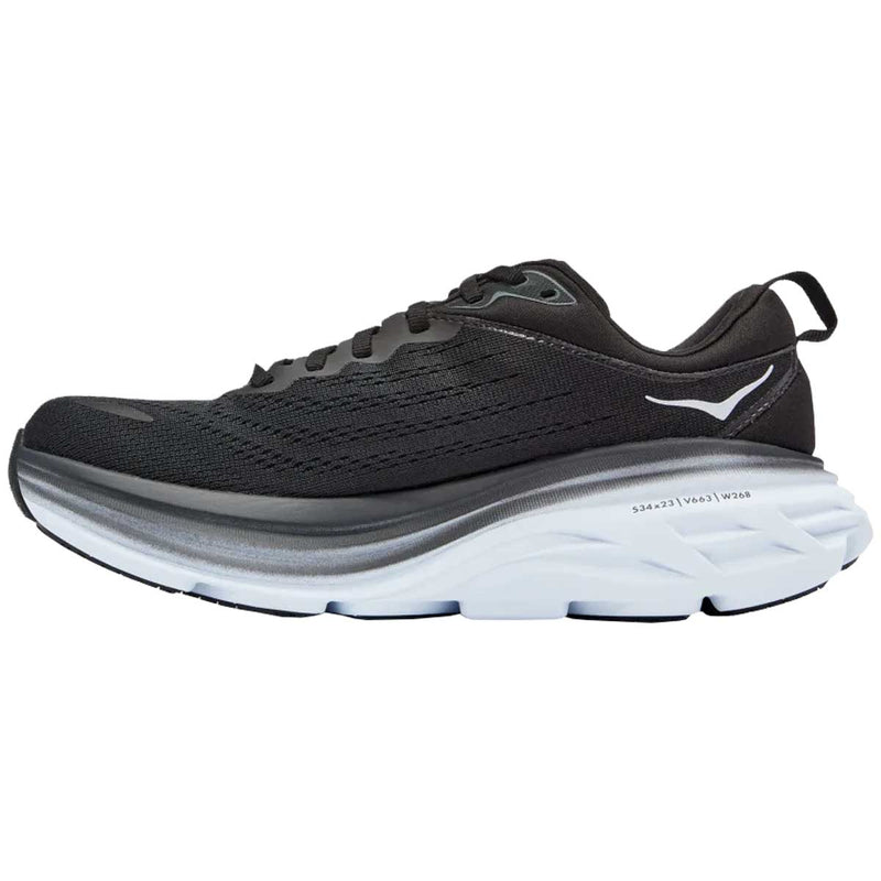 Tenis Hoka Running BONDI 8 Negro Blanco Mujer