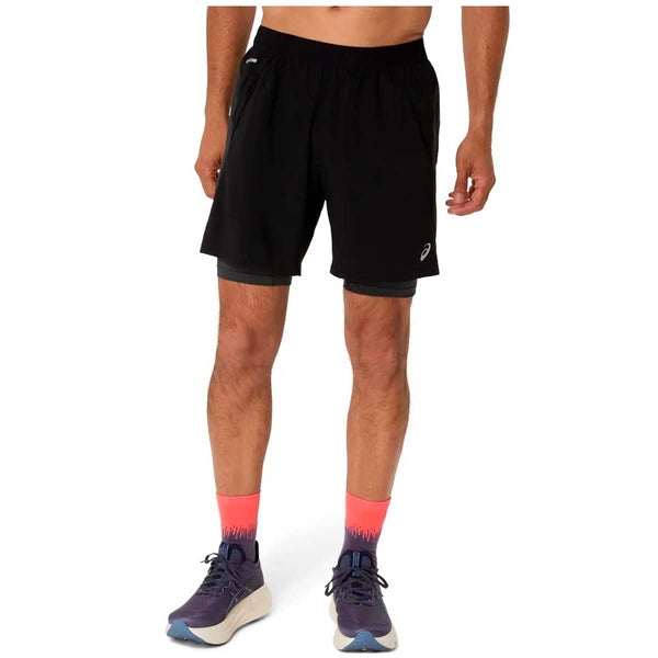 Short Deportivo Asics ROAD 2N1 7IN Negro Hombre