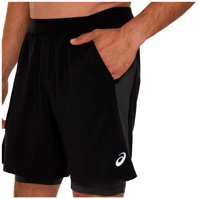 Short Deportivo Asics ROAD 2N1 7IN Negro Hombre