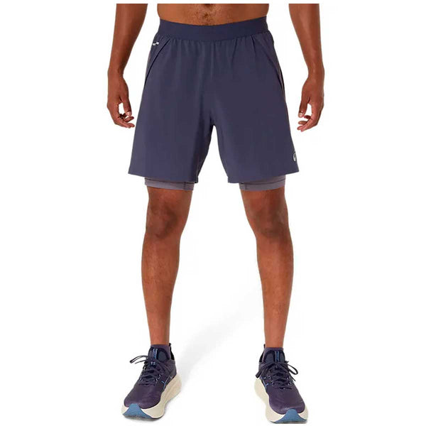 Short Deportivo Asics ROAD 2N1 7IN Gris Lavanda Hombre