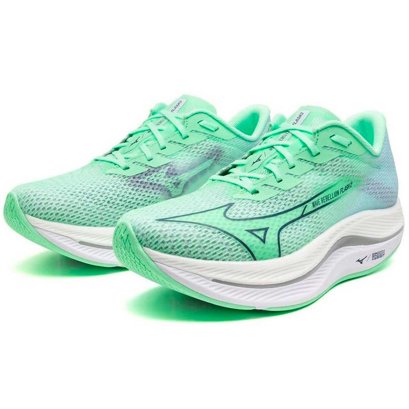 Tenis Mizuno WAVE REBELLION FLASH Menta Neón Hombre