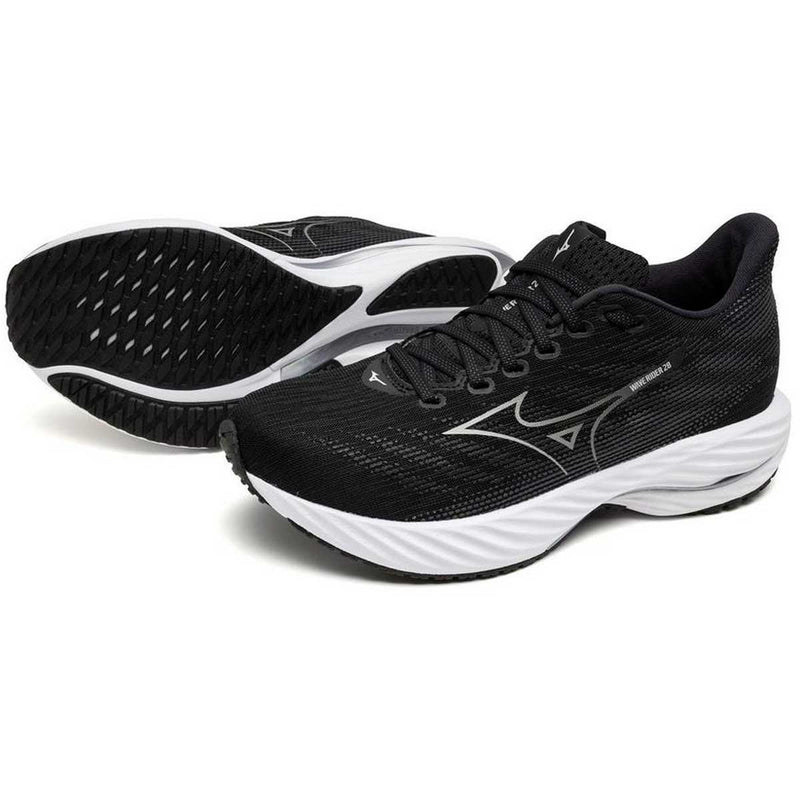 Tenis Running Mizuno WAVE RIDER 28 Negro Plata Mujer