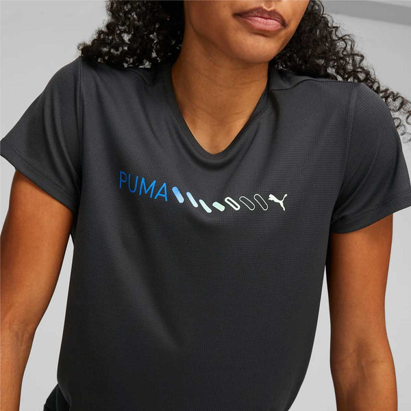 Playera Deportiva Puma RUN LOGO SS TEE Negra Mujer