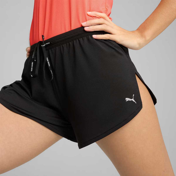 Short Deportivo Puma Con Abertura de 3" Negro Mujer