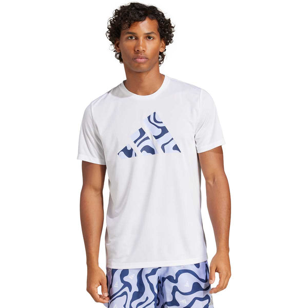 Playera Deportiva Adidas RUN IT BL TEE Blanco Azul Hombre