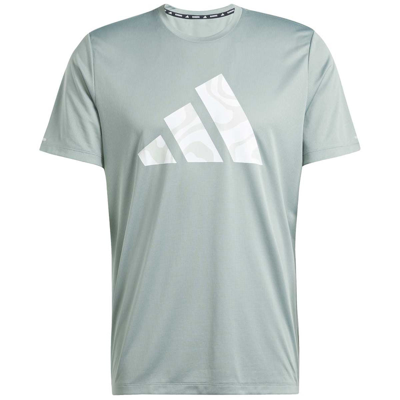 Playera Deportiva Adidas RUN IT BL TEE Verde plata Hombre