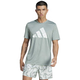 Playera Deportiva Adidas RUN IT BL TEE Verde plata Hombre