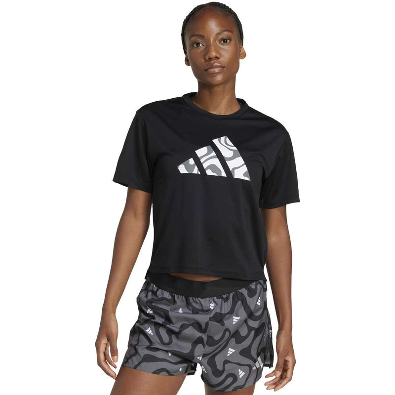 Playera Deportiva Adidas RUN IT BL TEE Logo Cebra Mujer