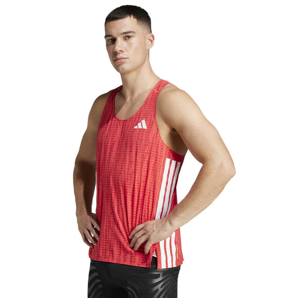 Playera Deportiva Adidas Singlet Adizero Sin Mangas Naranja Hombre