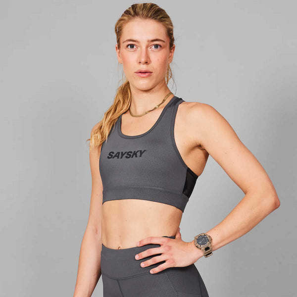 Top Deportiva Saysky Logo Combat Sports Bra Gris Mujer