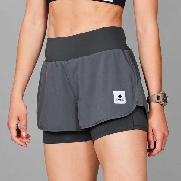 Short Deportivo Saysky Pace 2 in 1 3 Pulgadas Gris Mujer