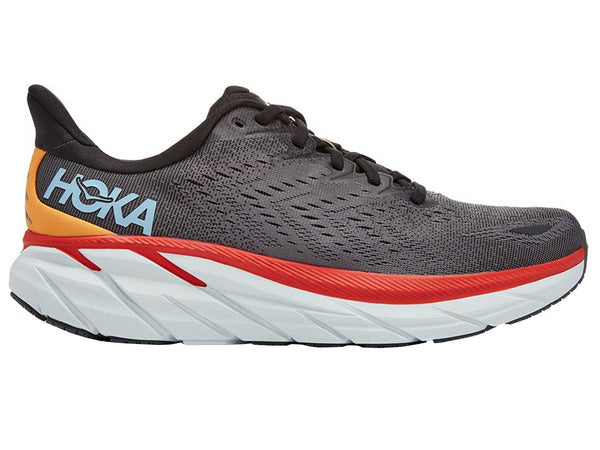 Tenis Hoka Running CLIFTON 8 WIDE Gris Naranja Hombre