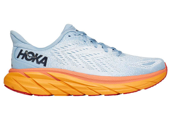 Tenis Hoka Running CLIFTON 8 Gris Naranja Mujer