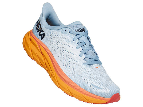 Tenis Hoka Running CLIFTON 8 Gris Naranja Mujer