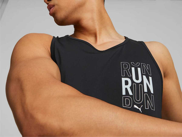 Playera Deportiva Puma RUN LOGO SINGLET Negro Hombre