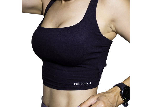 Crop Top Deportivo Trail Junkie Negro Dama