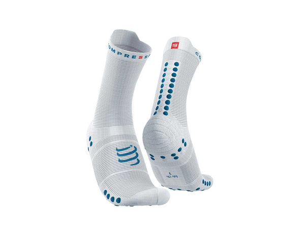 Calceta Compressport PRO RACING V4H Run High Blanco Azul